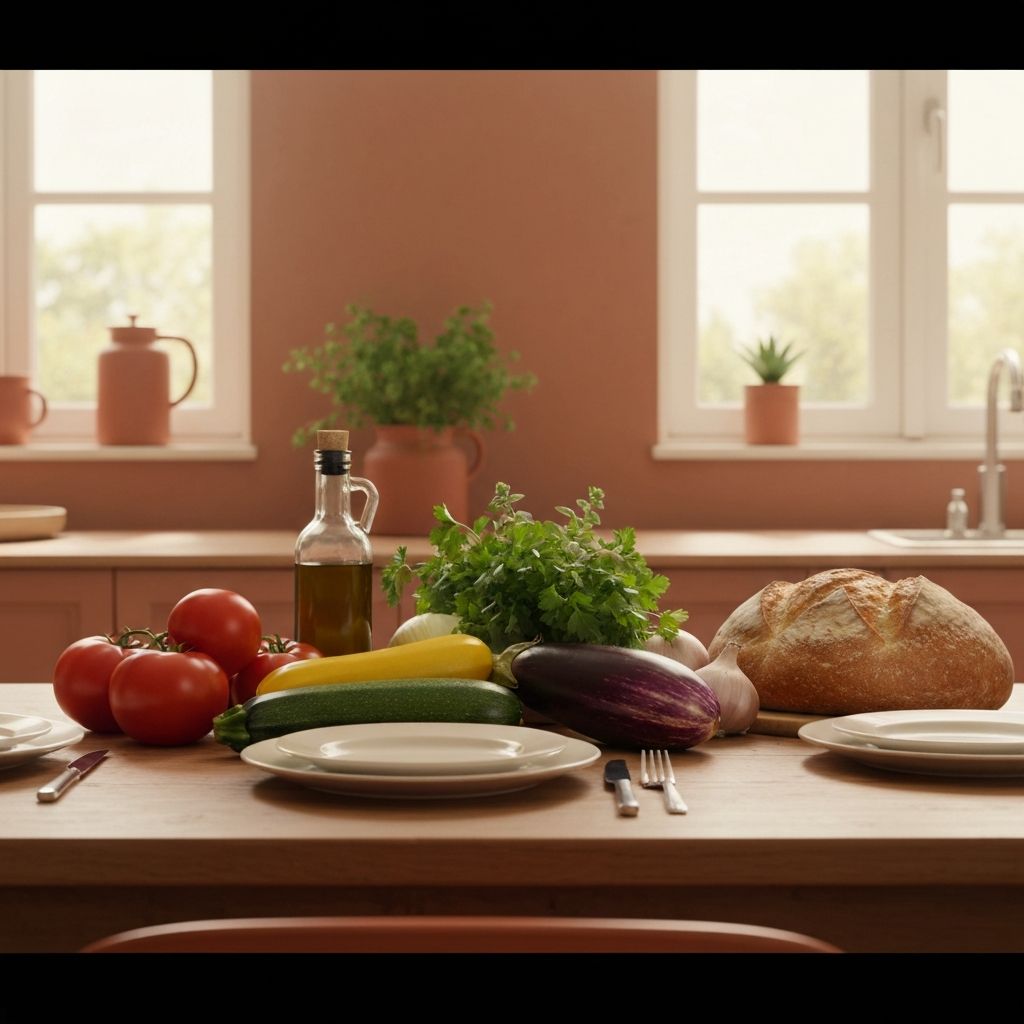 Cucina mediterranea con ingredienti freschi